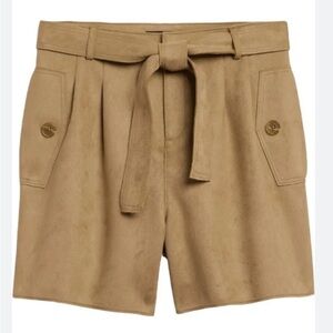 Banana Republic Vegan Suede High Waist Belted Tie Shorts Sz 14